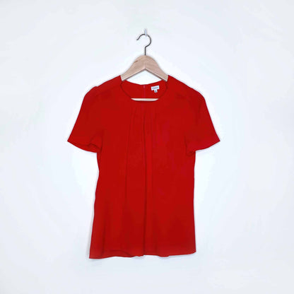 t babaton ruched neck short sleeve red blouse - size xs