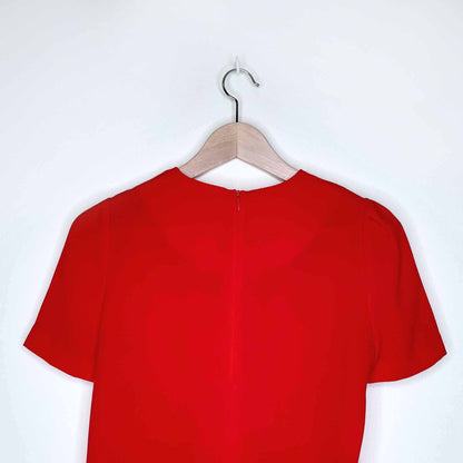 t babaton ruched neck short sleeve red blouse - size xs