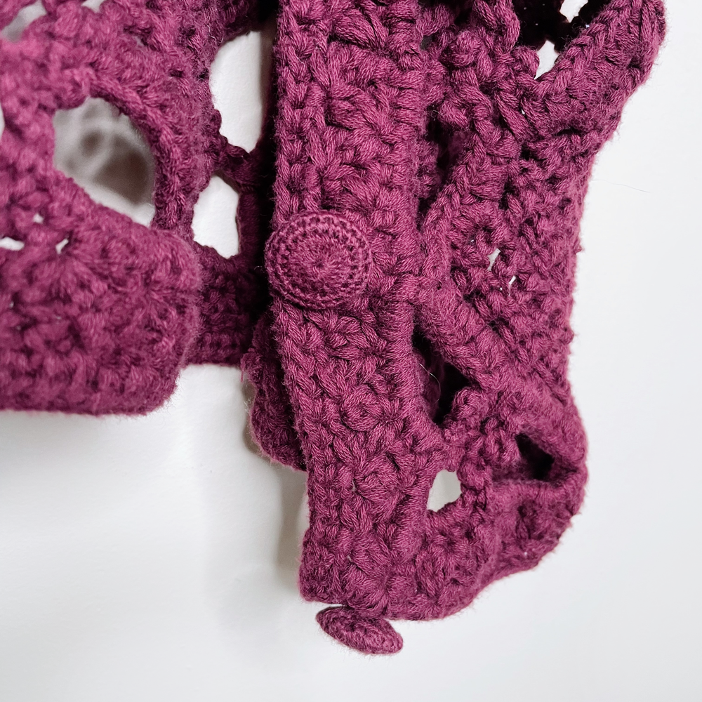 vivienne tam boho long open crochet vest - size 2 (med)