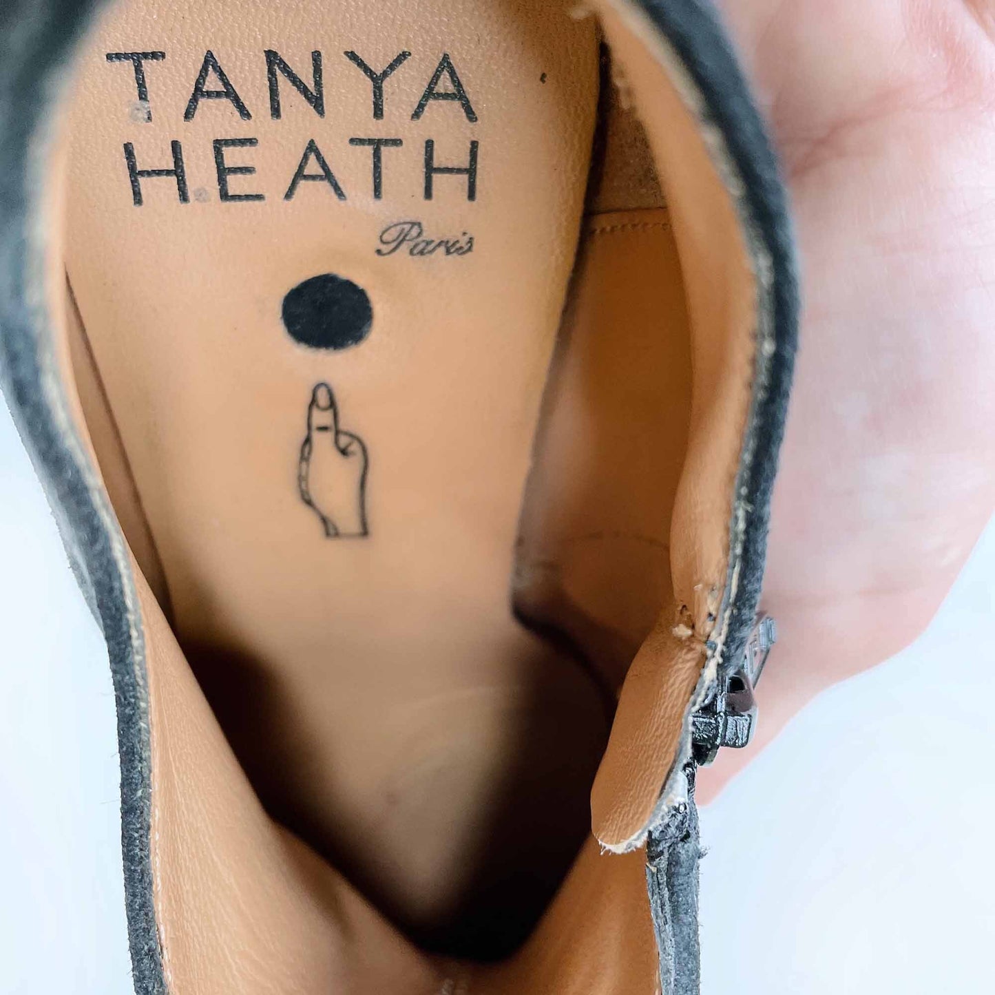 tanya heath paris adele black suede booties - size 40