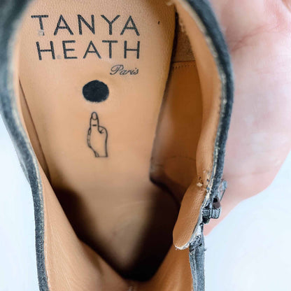 tanya heath paris adele black suede booties - size 40