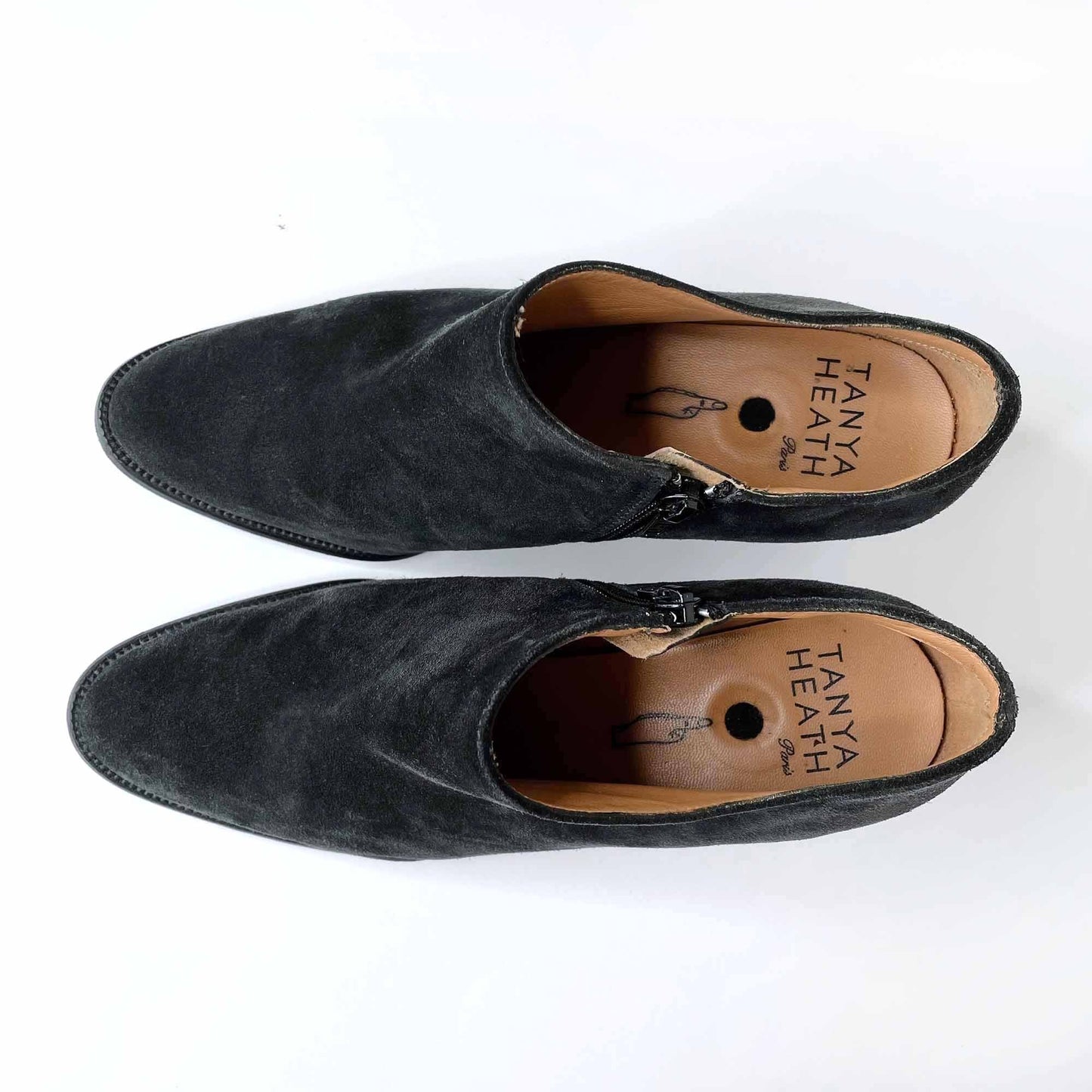 tanya heath paris adele black suede booties - size 40