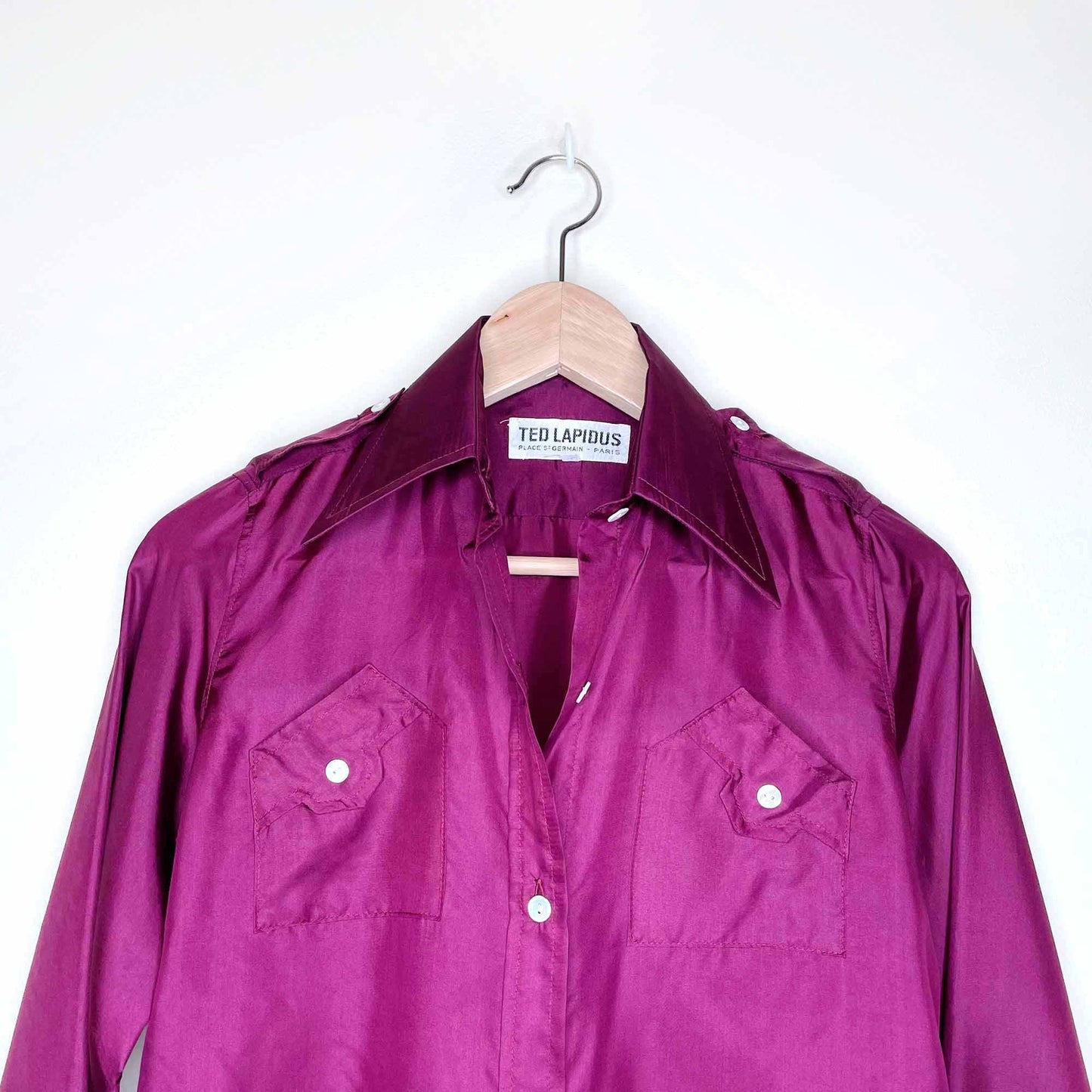 vintage 80's ted lapidus silk western button down shirt - size 40
