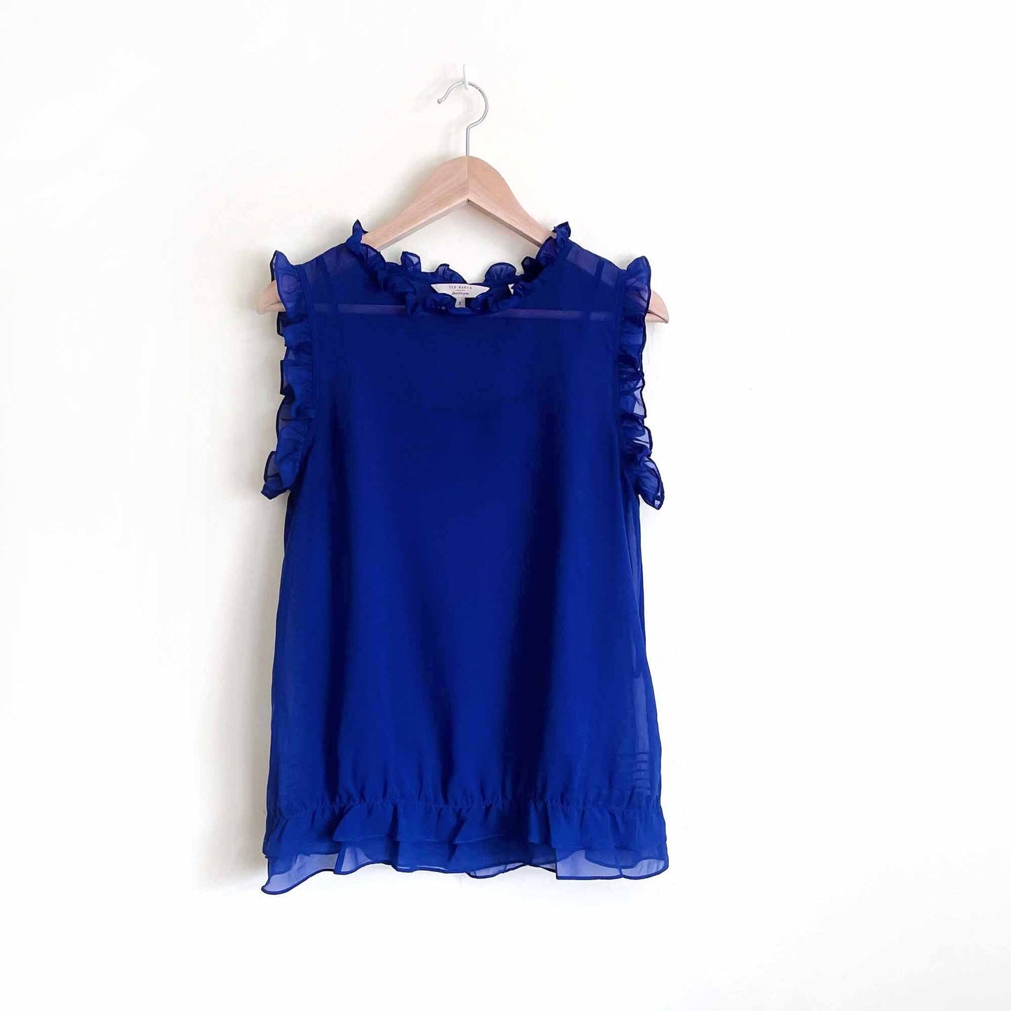 ted baker ruffle chiffon sleeveless blouse - size 2
