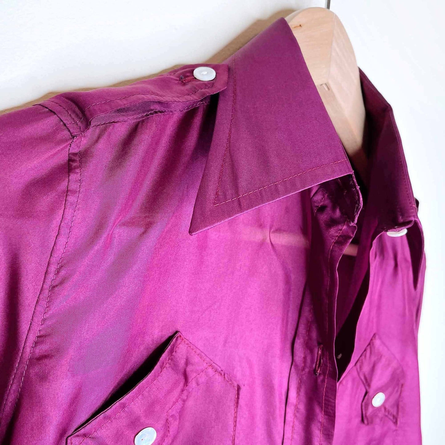 vintage 80's ted lapidus silk western button down shirt - size 40