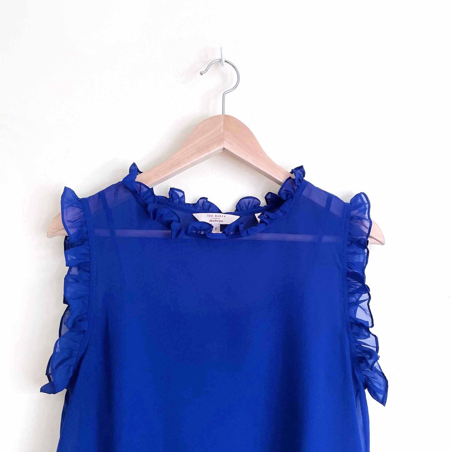 ted baker ruffle chiffon sleeveless blouse - size 2