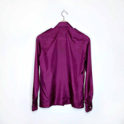 vintage 80's ted lapidus silk western button down shirt - size 40