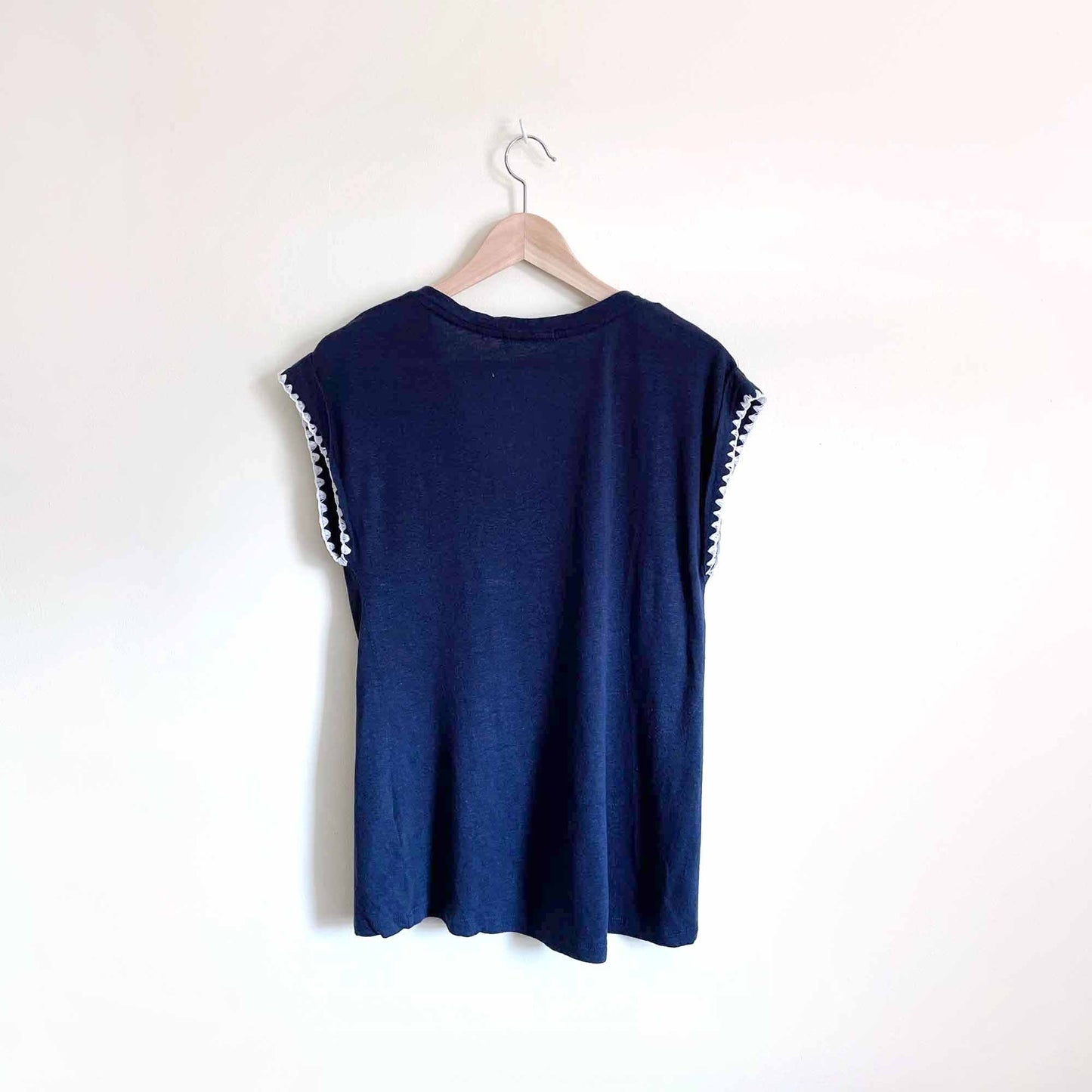 ACOS&amp;A boho linen-blend tee with crochet trim - size Small