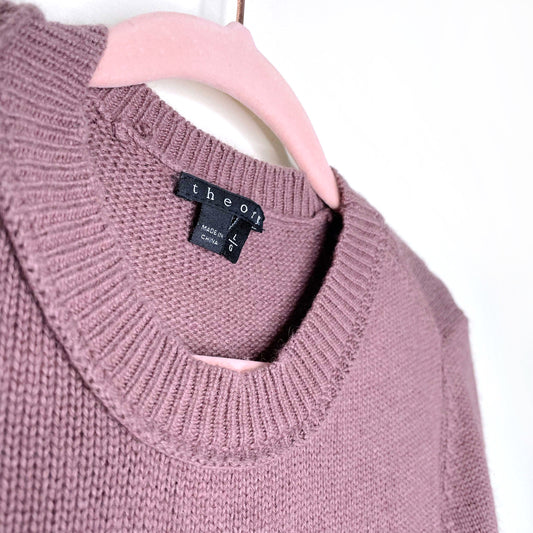 theory mauve cashmere-wool crewneck hi lo sweater - size large