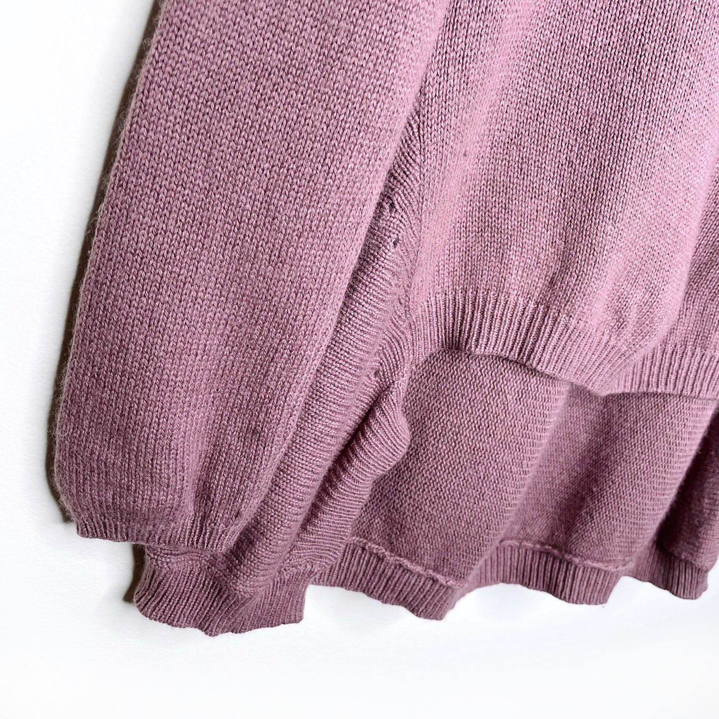 theory mauve cashmere-wool crewneck hi lo sweater - size large