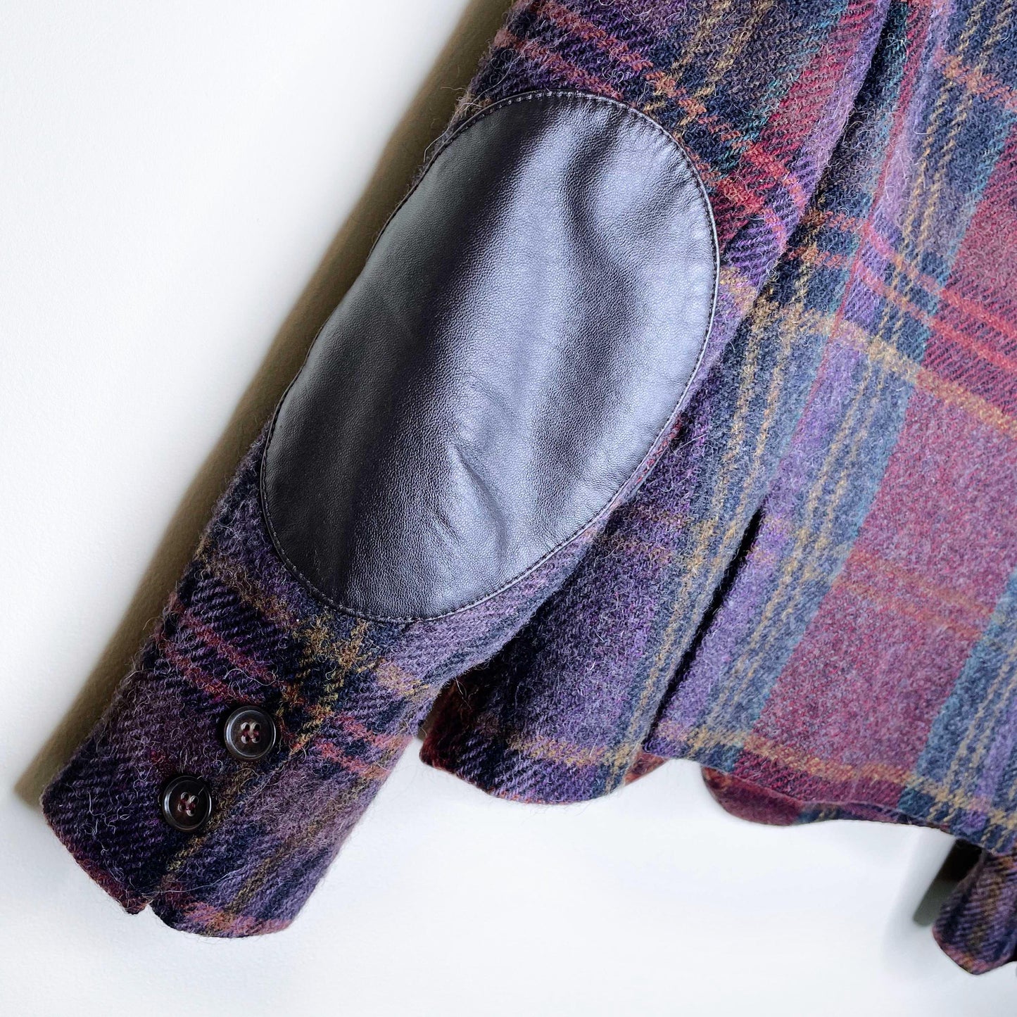 theory sharma wool-alpaca plaid blazer with leather trim - size 00
