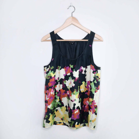 Theory geometric garden silk tank - size Medium