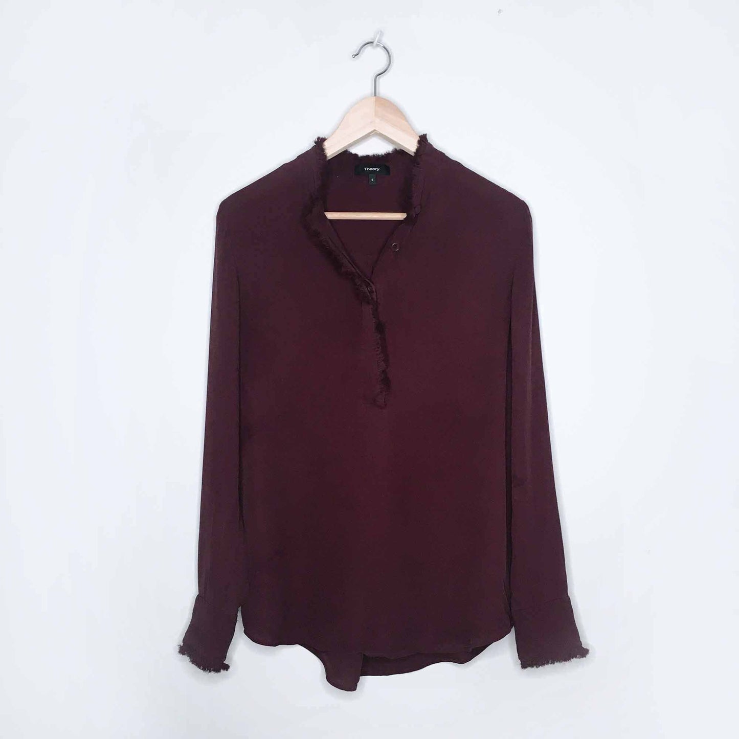 Theory fringe raw edge silk popover blouse - size Small