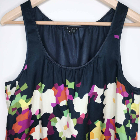 Theory geometric garden silk tank - size Medium
