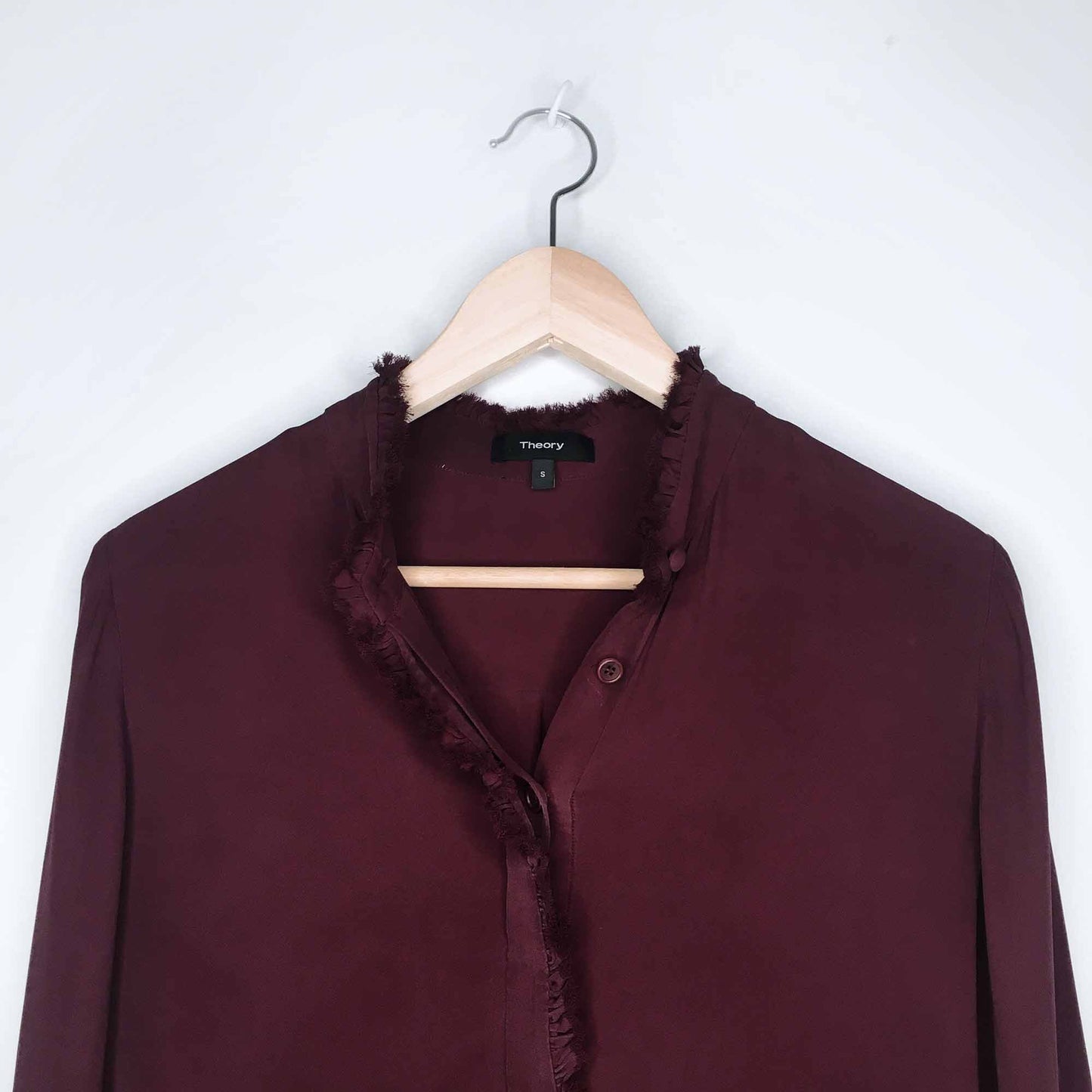 Theory fringe raw edge silk popover blouse - size Small