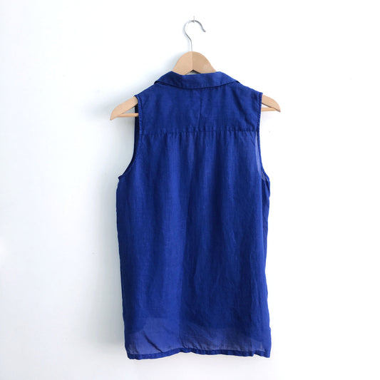 Theory Sleeveless Ramie Shirt - size Medium