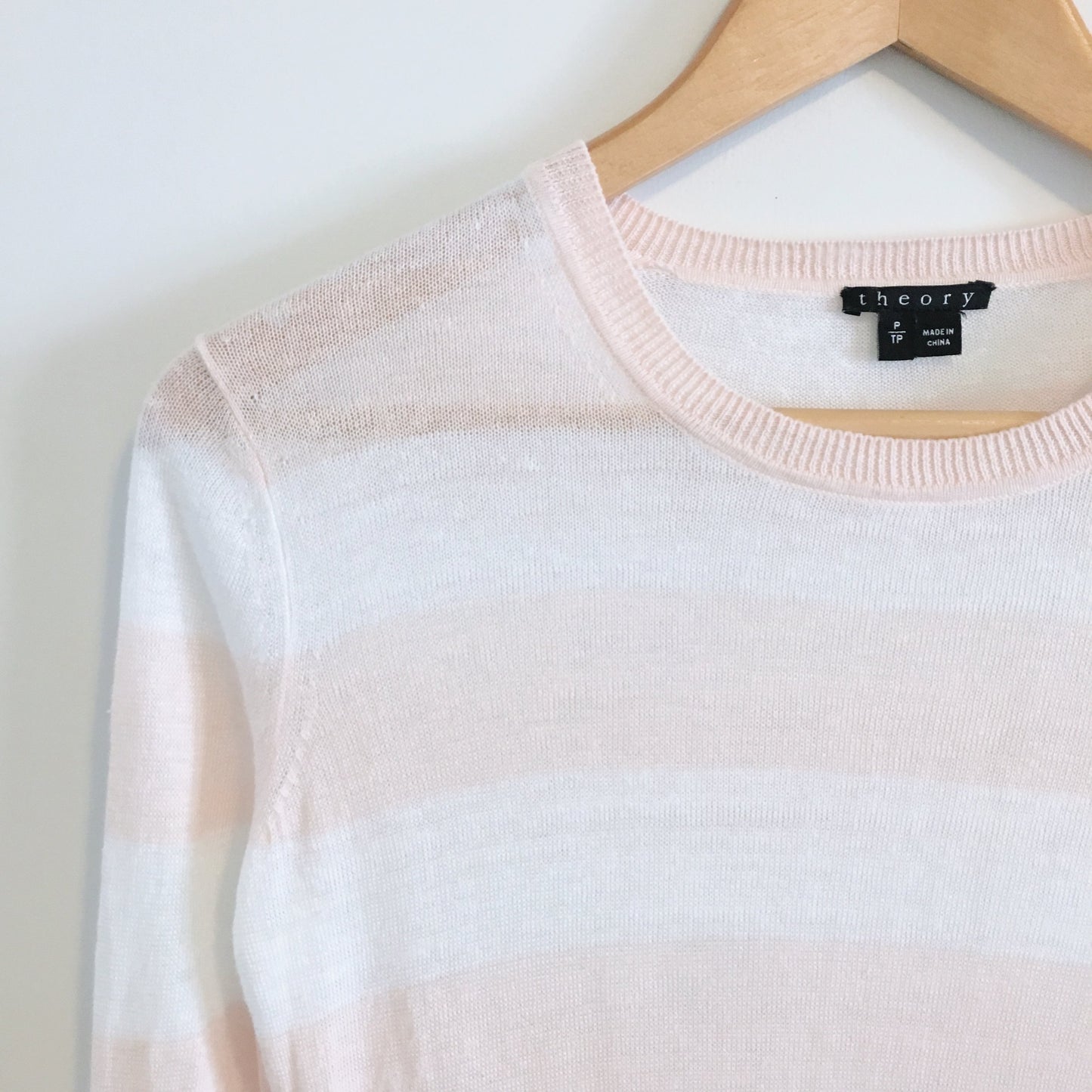 Theory Light Knit Striped Linen Sweater - size Small