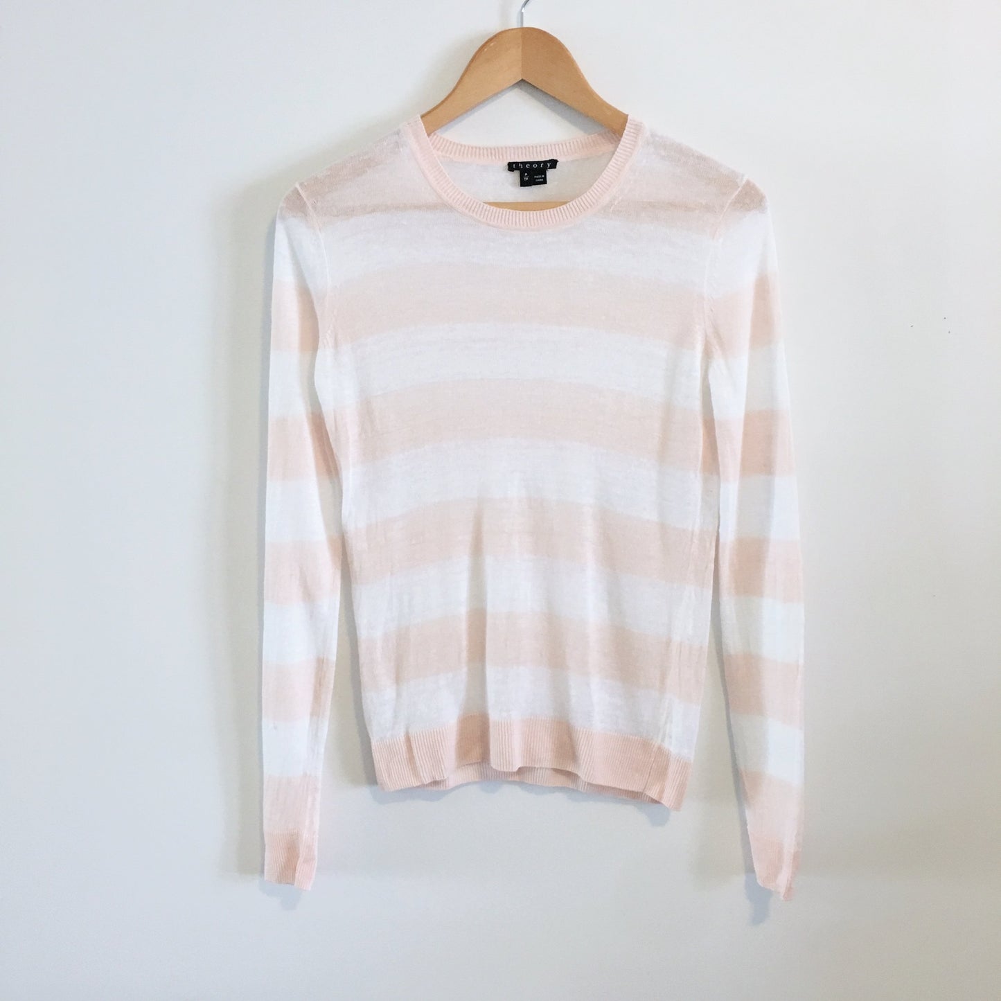 Theory Light Knit Striped Linen Sweater - size Small