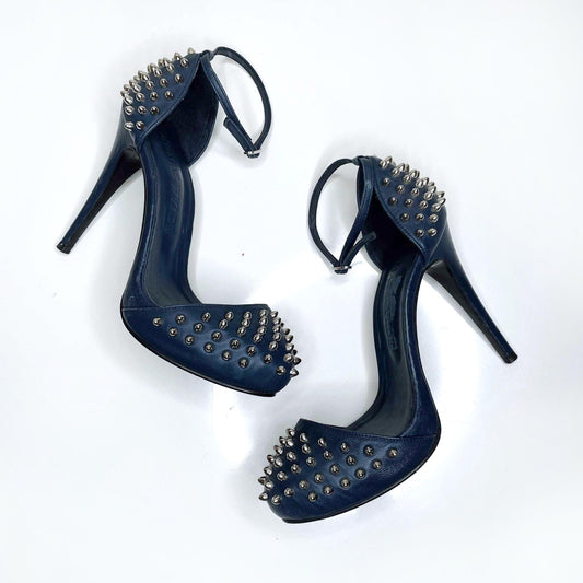thomas wylde semi automatic studded heels with ankle strap - size 8