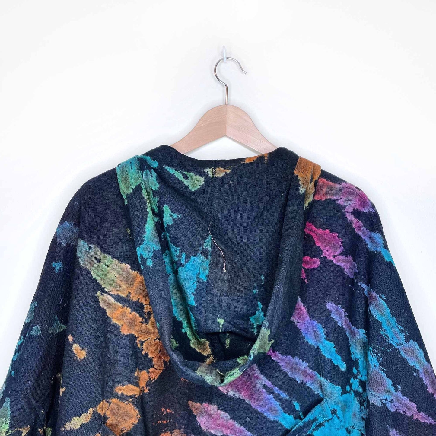 jarli tie dye oversized hippie boho hooded button down beach jacket - OS