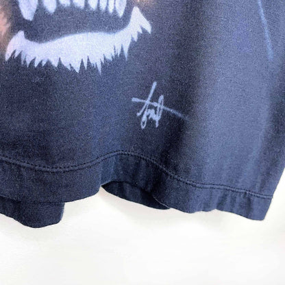 vintage 70's custom art signed crop tiger tee - size large