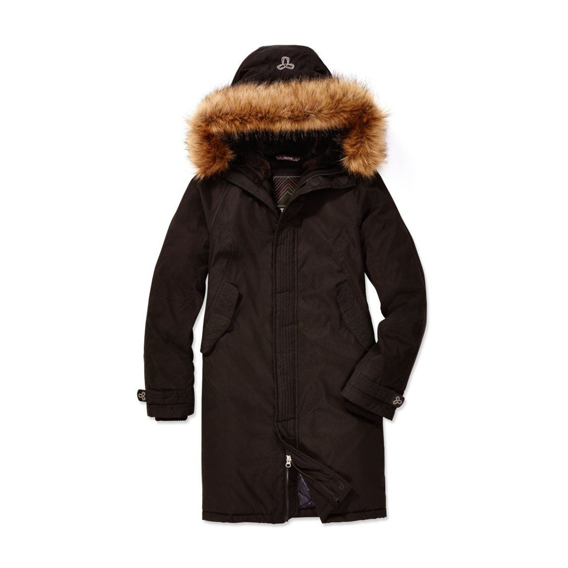 tna black aspen winter parka with faux fur hood - size small