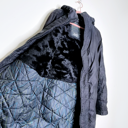 tna black aspen winter parka with faux fur hood - size small