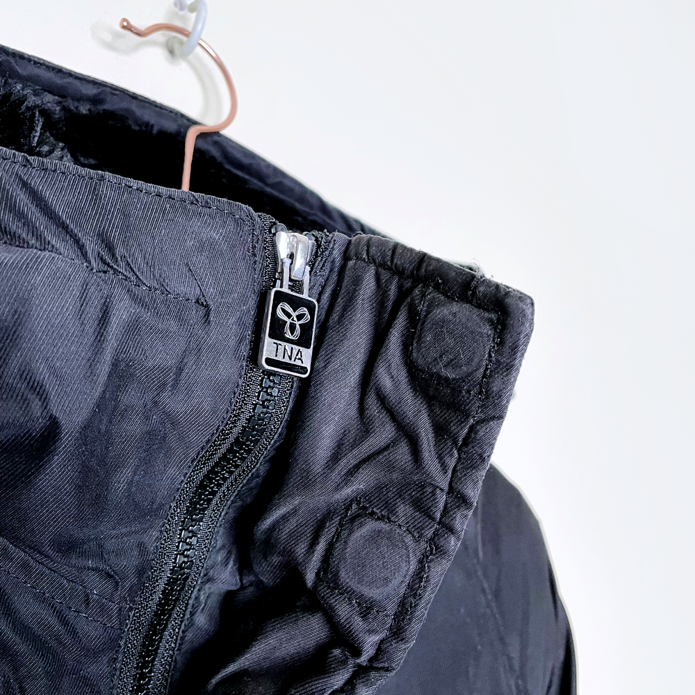 tna black aspen winter parka with faux fur hood - size small