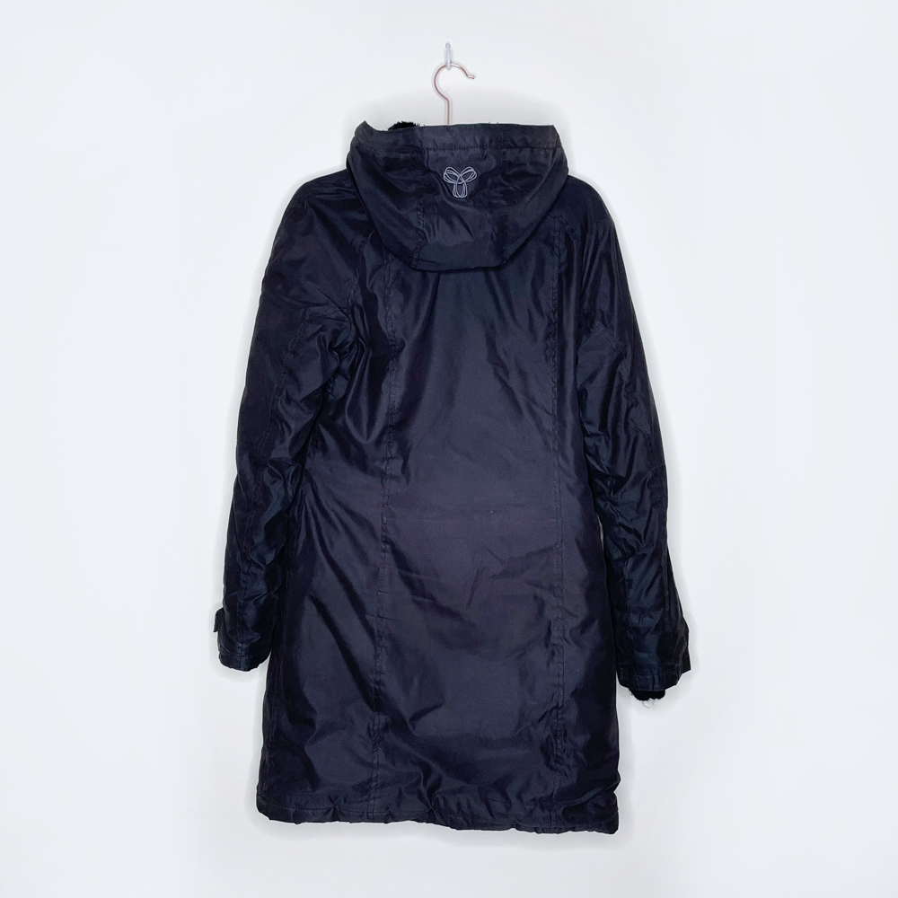 tna black aspen winter parka with faux fur hood - size small
