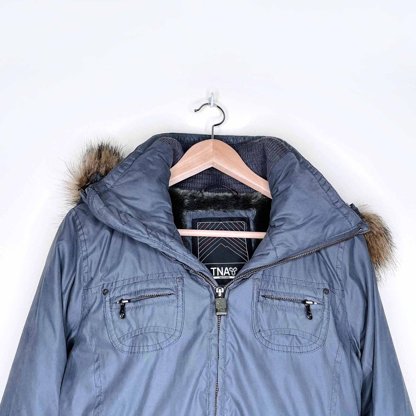 tna maverick fur-lined winter bomber jacket - size medium