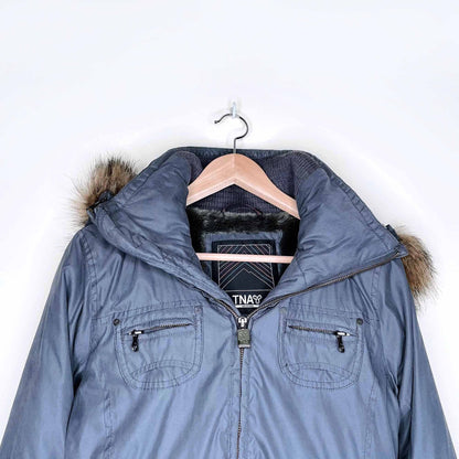 tna maverick fur-lined winter bomber jacket - size medium