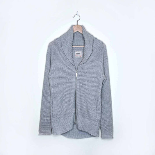 tna 100% wool shawl zip-up cardigan sweater - size xs