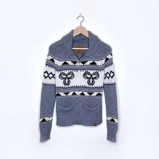 tna sea to sky 100% lambswool cardigan sweater - size small