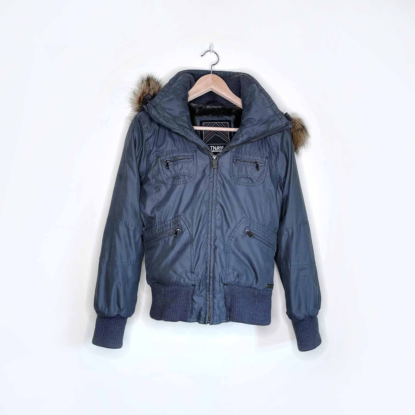 tna maverick fur-lined winter bomber jacket - size medium