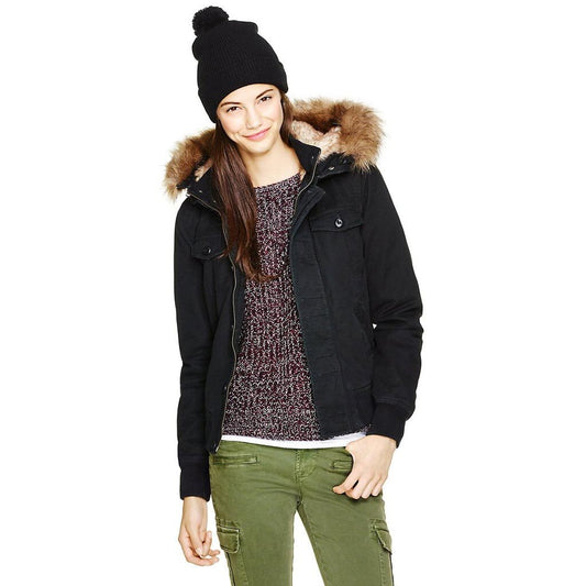 tna maverick fur-lined winter bomber jacket - size medium