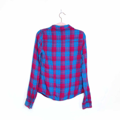 tna gauzy cotton plaid button down - size xs