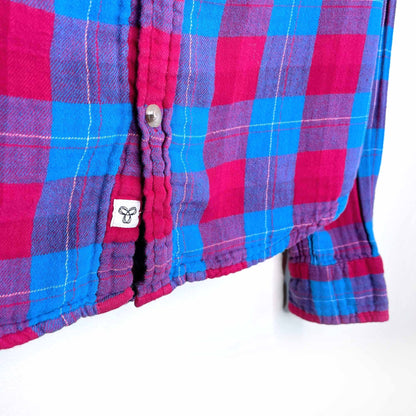 tna gauzy cotton plaid button down - size xs