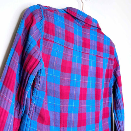 tna gauzy cotton plaid button down - size xs