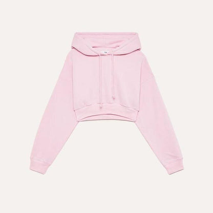 tna super cropped baby pink fleece hoodie - size xs