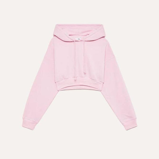 tna super cropped baby pink fleece hoodie - size xs