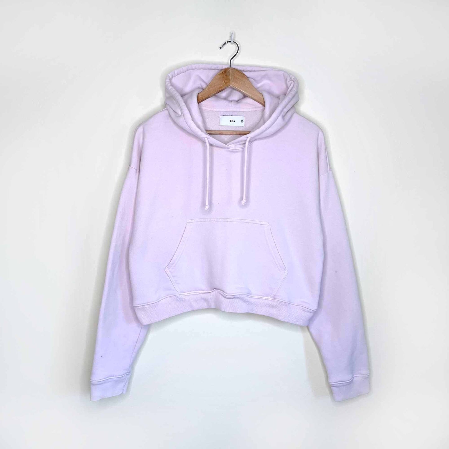 tna super cropped baby pink fleece hoodie - size xs