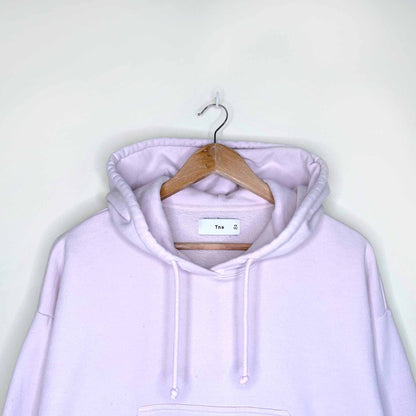 tna super cropped baby pink fleece hoodie - size xs