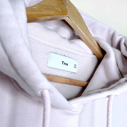 tna super cropped baby pink fleece hoodie - size xs