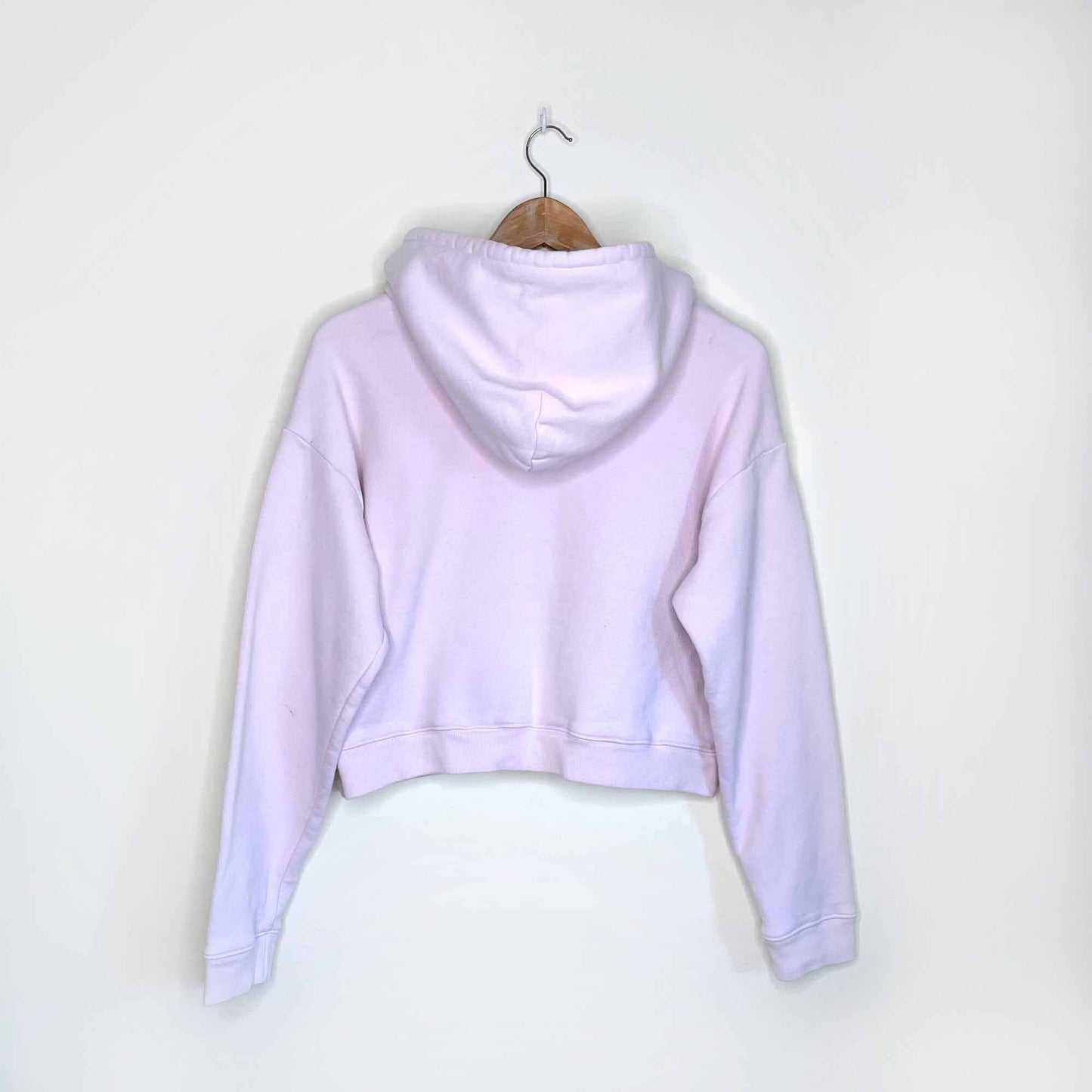 tna super cropped baby pink fleece hoodie - size xs