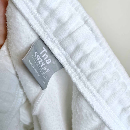 tna white cozyaf crewneck and sweatpants fleece set - size 2/xs