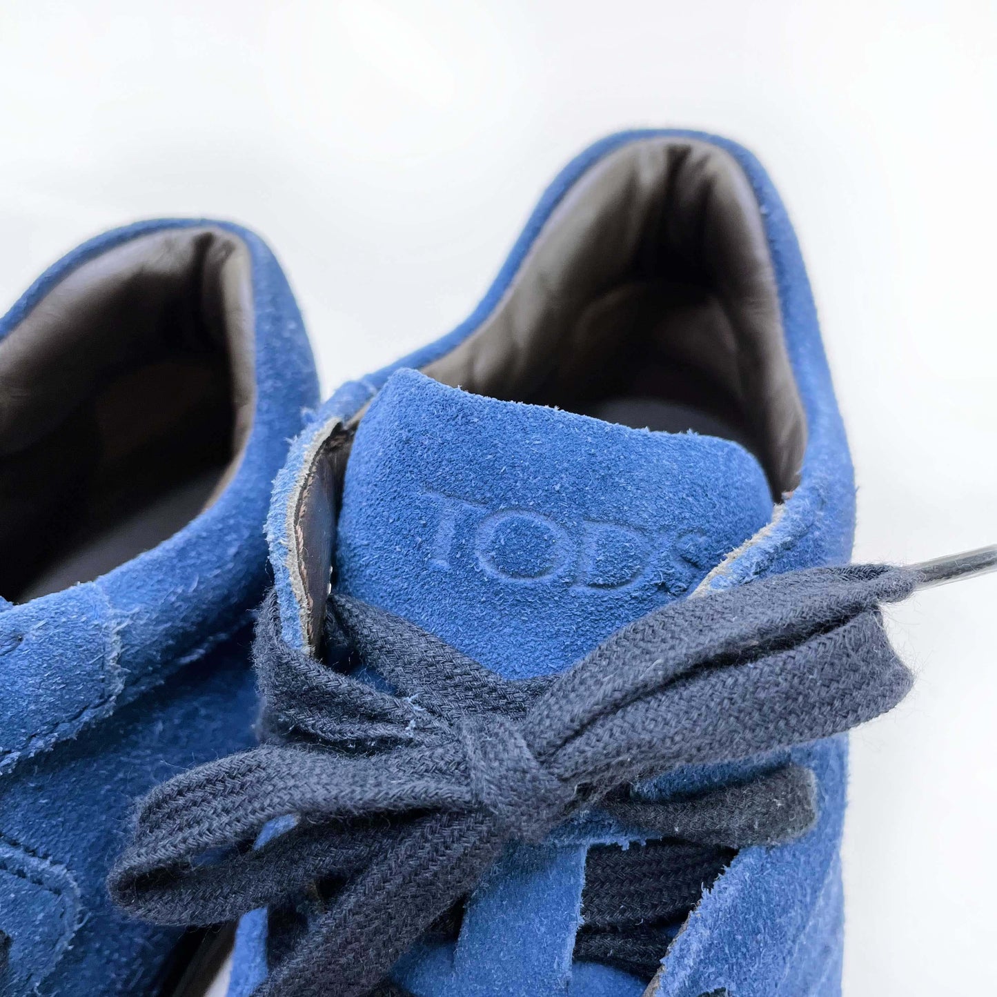 tod's blue suede mid-top sneakers - size 35