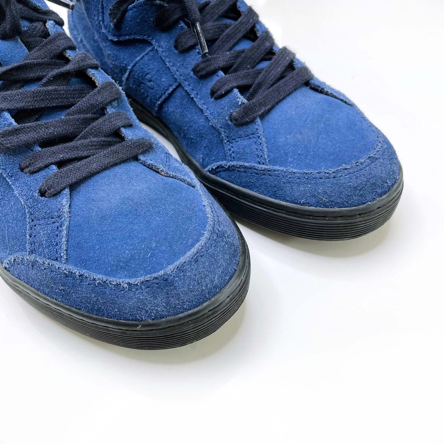 tod's blue suede mid-top sneakers - size 35