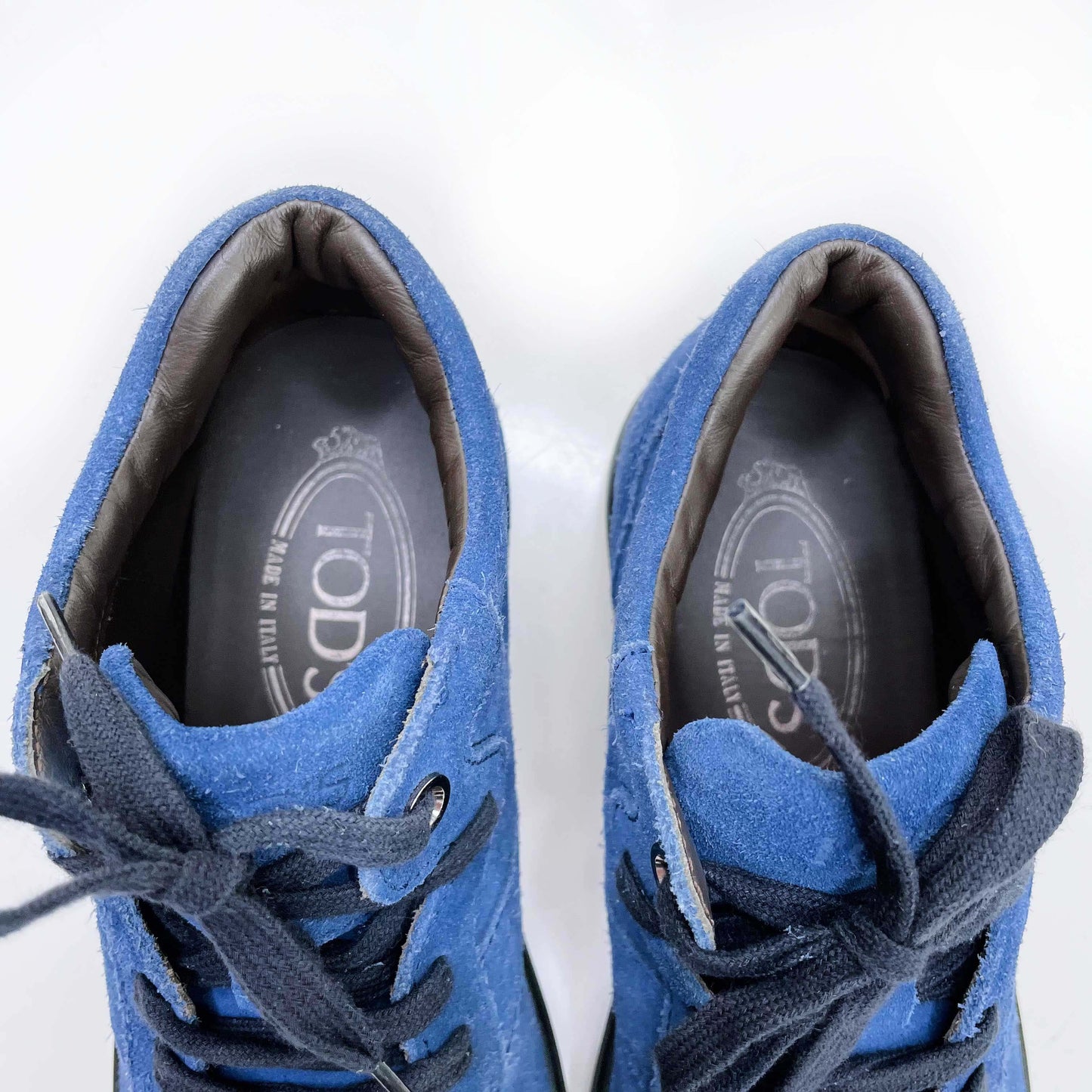 tod's blue suede mid-top sneakers - size 35