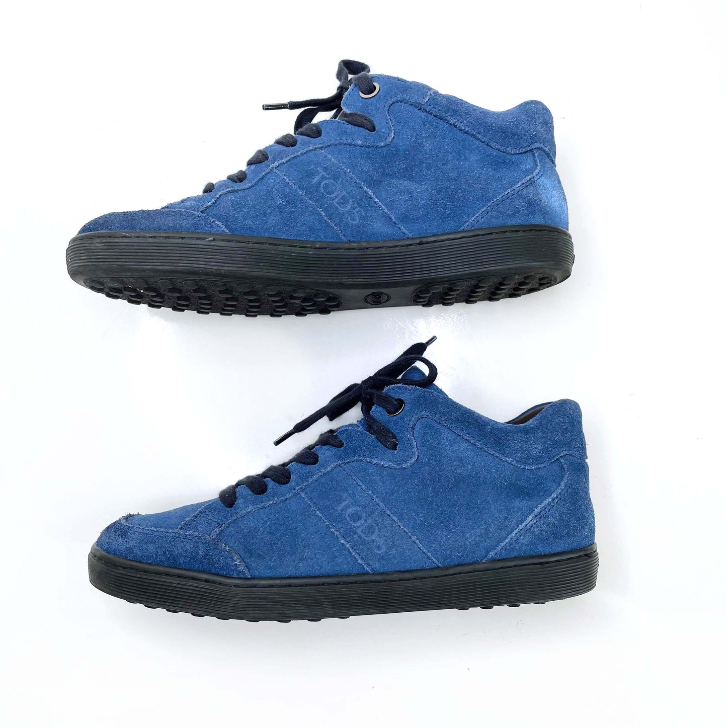 tod's blue suede mid-top sneakers - size 35