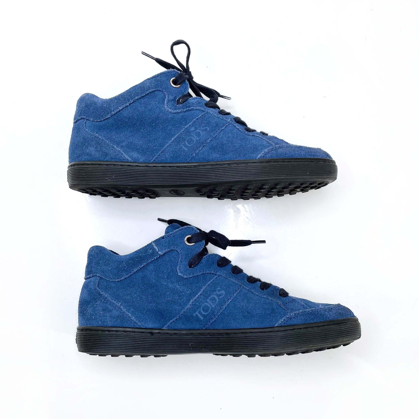 tod's blue suede mid-top sneakers - size 35
